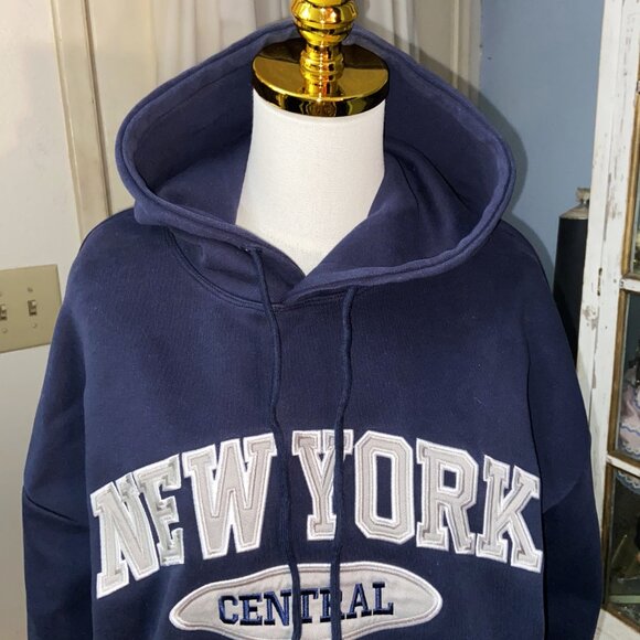 "NEW YORK CENTRAL" NAVY BLUE HOODIE REALTAKAI XL - Picture 2 of 5